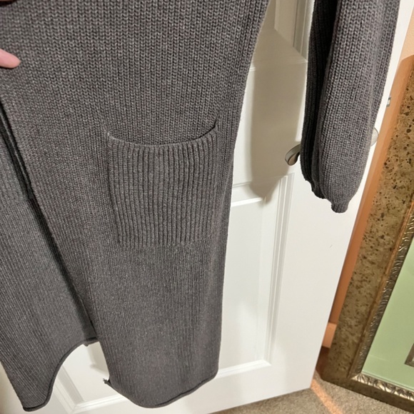 Long line open front cardigan with small balloon sleeves - Picture 3 of 10